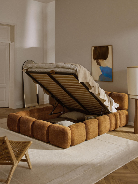 Lux Tayla Teddy Bouclé Bed with Storage, Upholstered