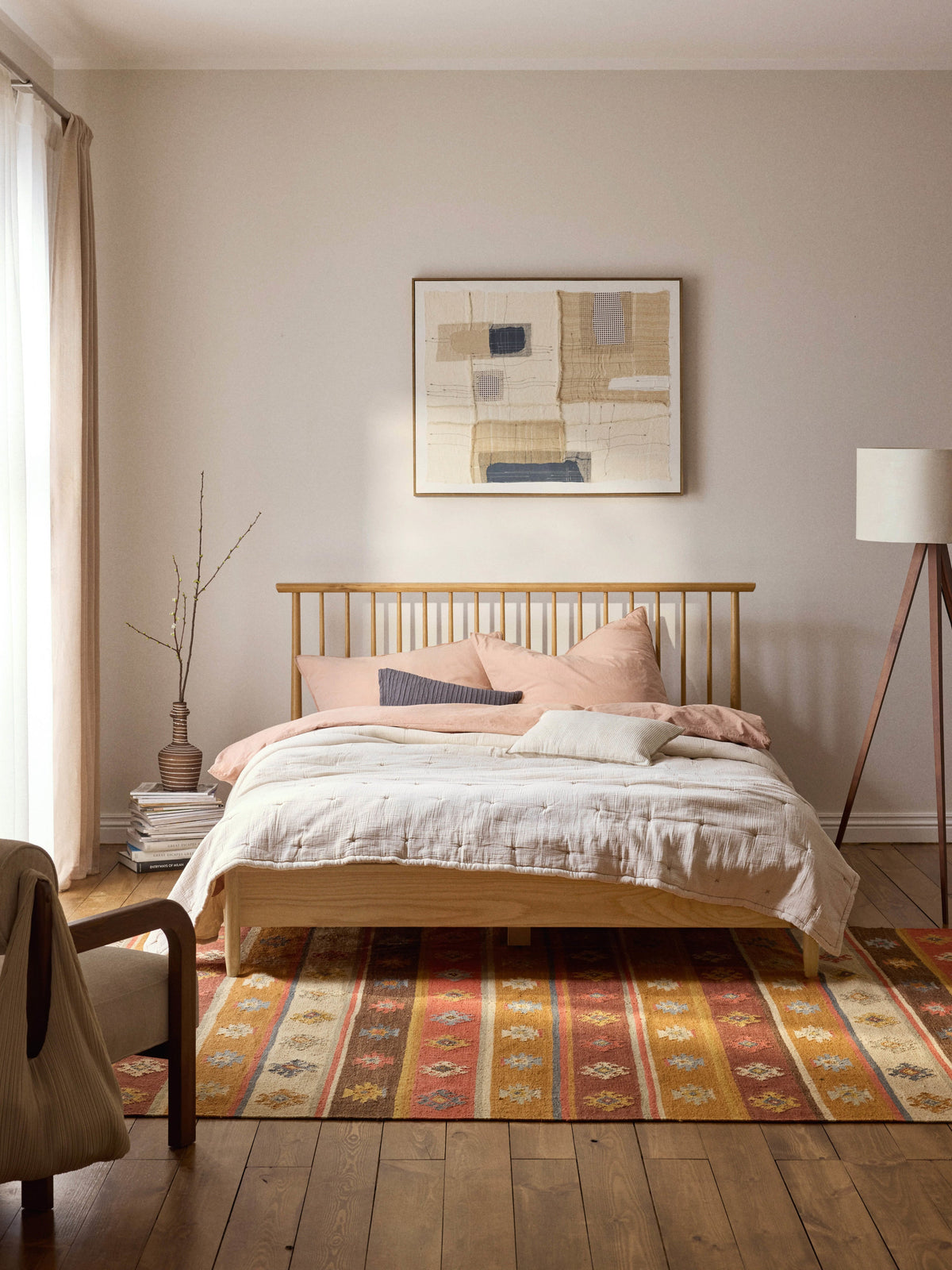 Lux Windsor Timber Bed with Pine Headboard