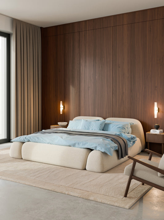 Lux Wolke Bouclé Bed, Upholstered