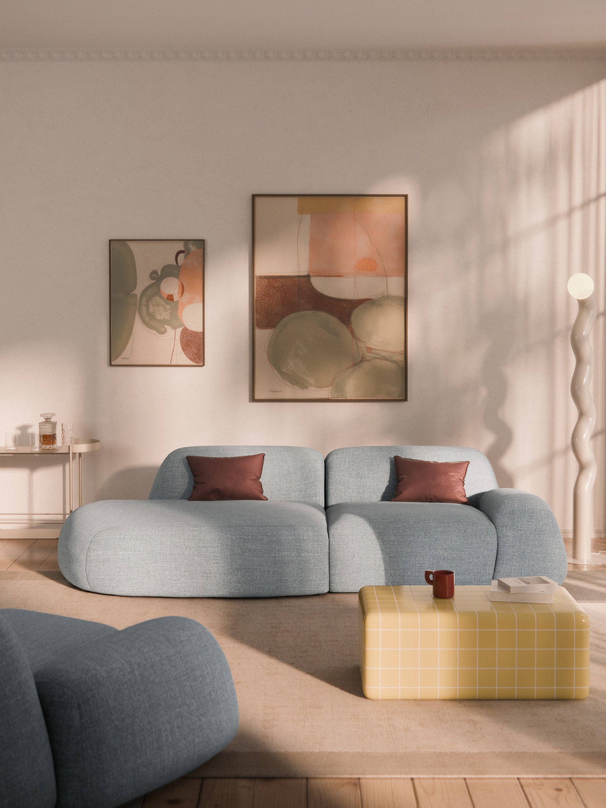 Lux Wolke Modular 3-Seater Chaise in Bouclé