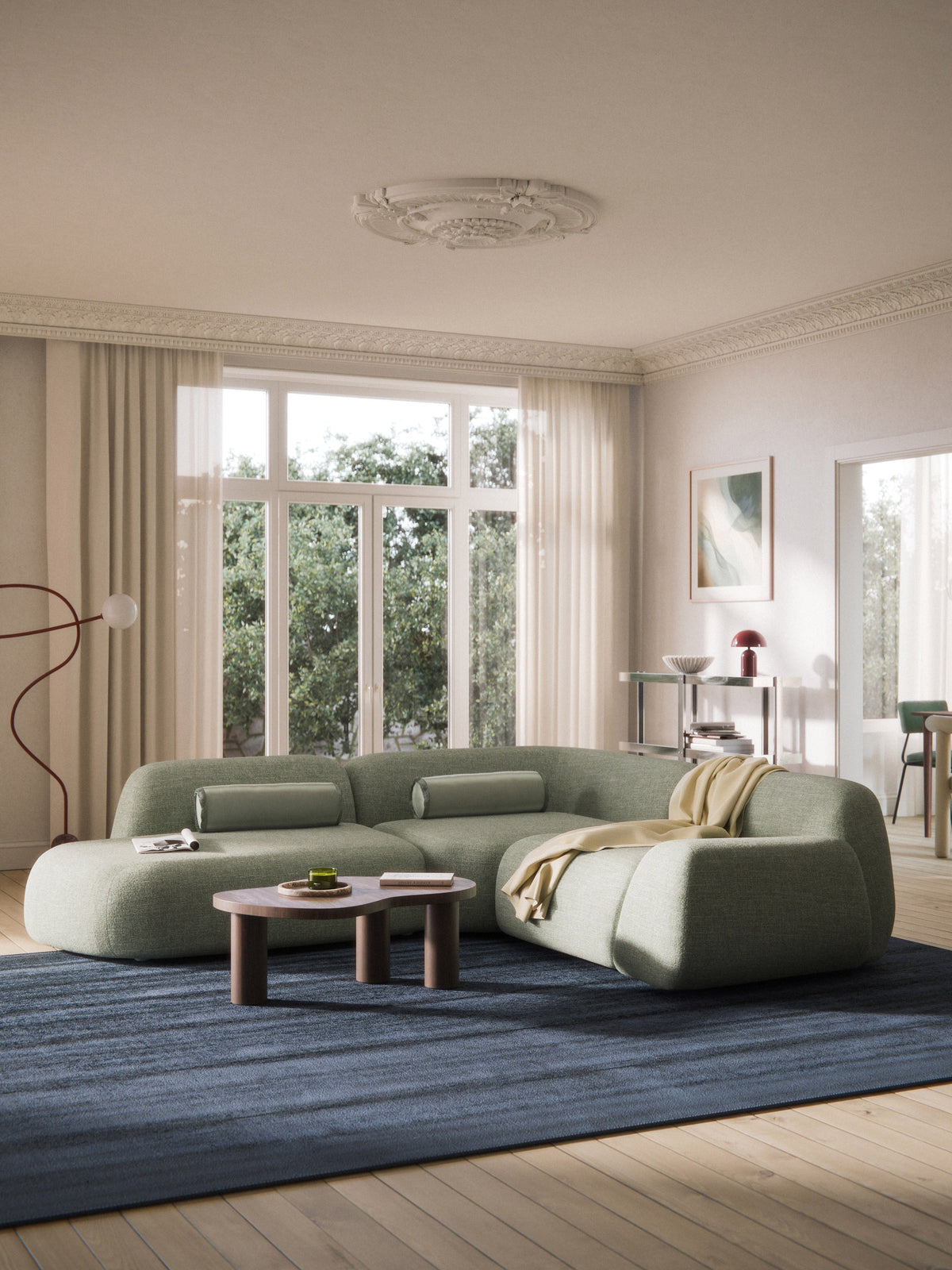 Lux Wolke Modular Bouclé Corner Couch with Chaise Longue (4-Seater)