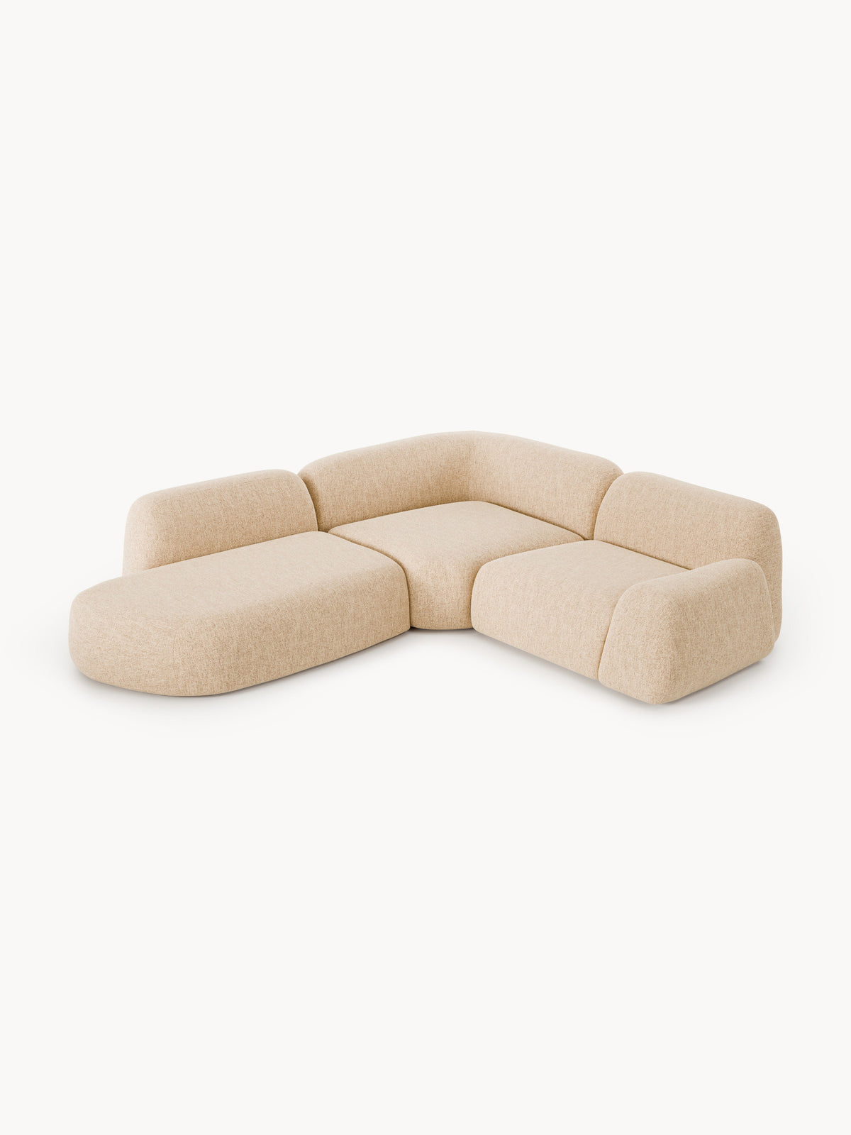 Lux Wolke Modular Bouclé Corner Couch with Chaise Longue (4-Seater)