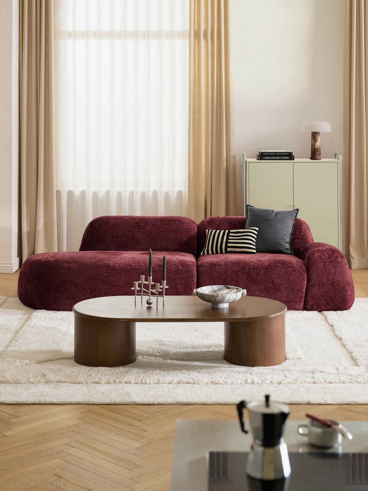 Lux Wolke Modular Chaise Longue in Teddy Bouclé (3-Seater)