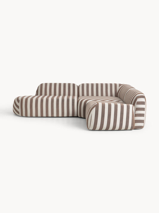 Lux Wolke Modular Striped Corner Couch with Chaise Longue (4-Seater)