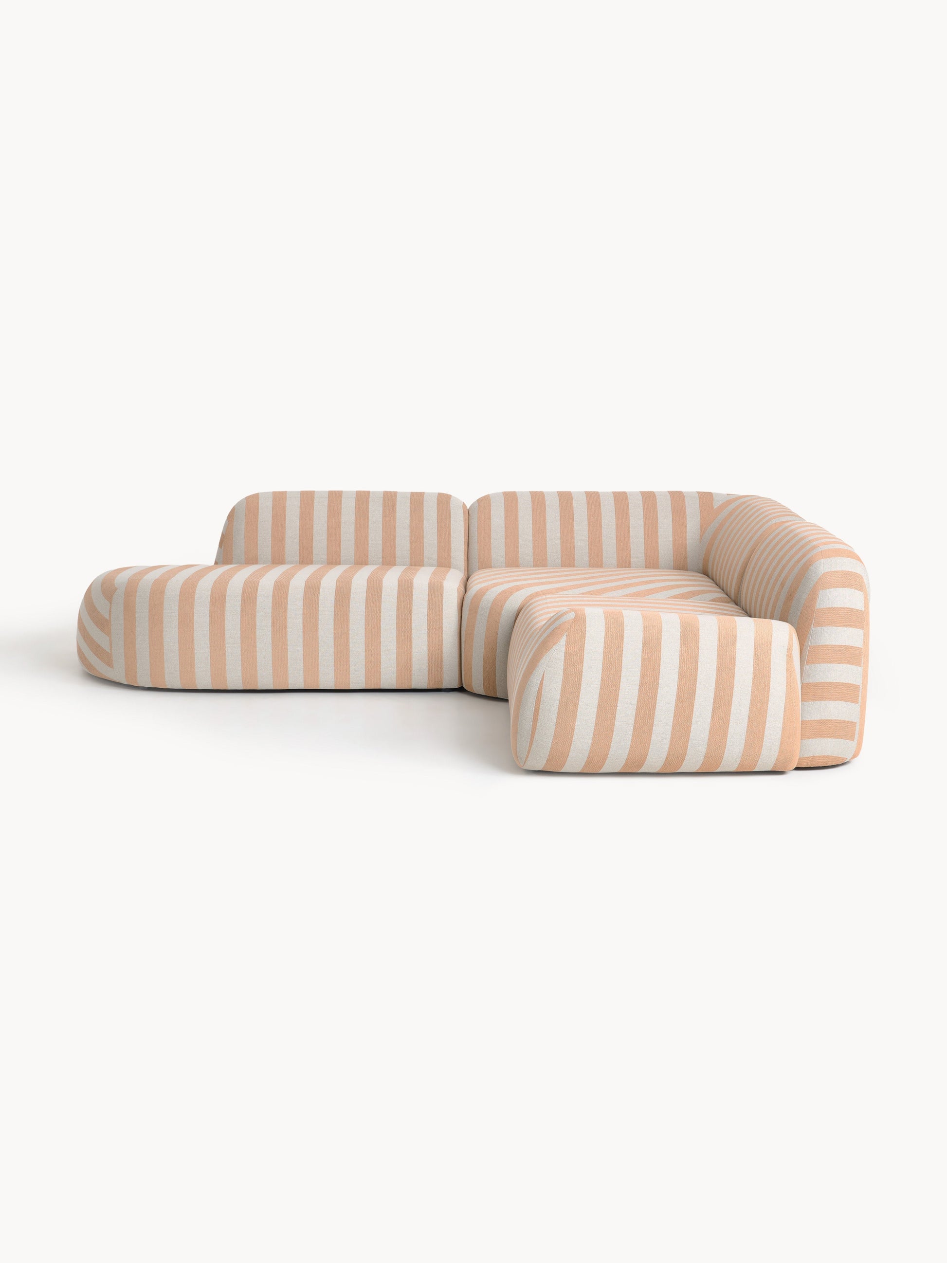 Lux Wolke Modular Striped Corner Couch with Chaise Longue (4-Seater)
