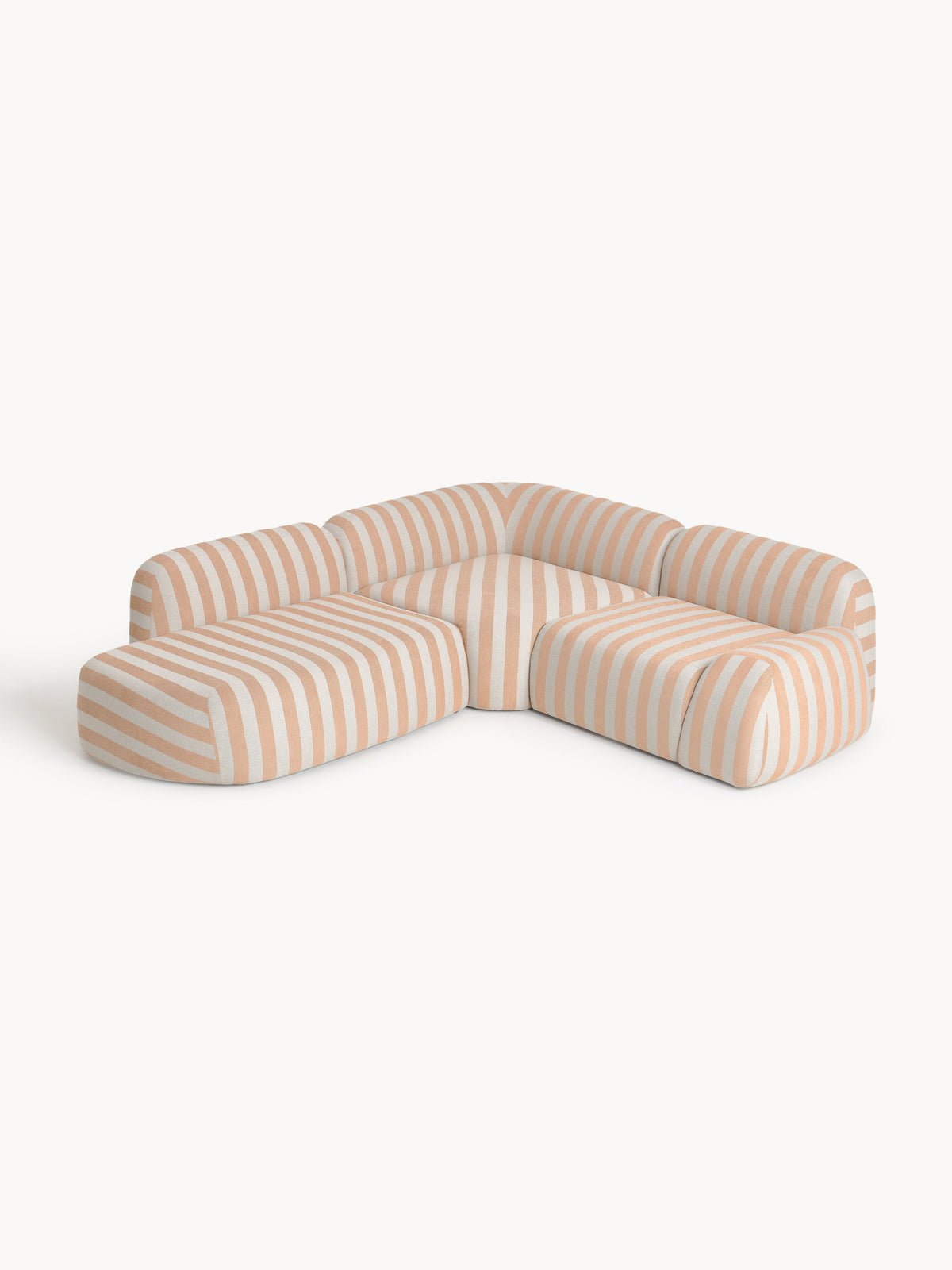 Lux Wolke Modular Striped Corner Couch with Chaise Longue (4-Seater)