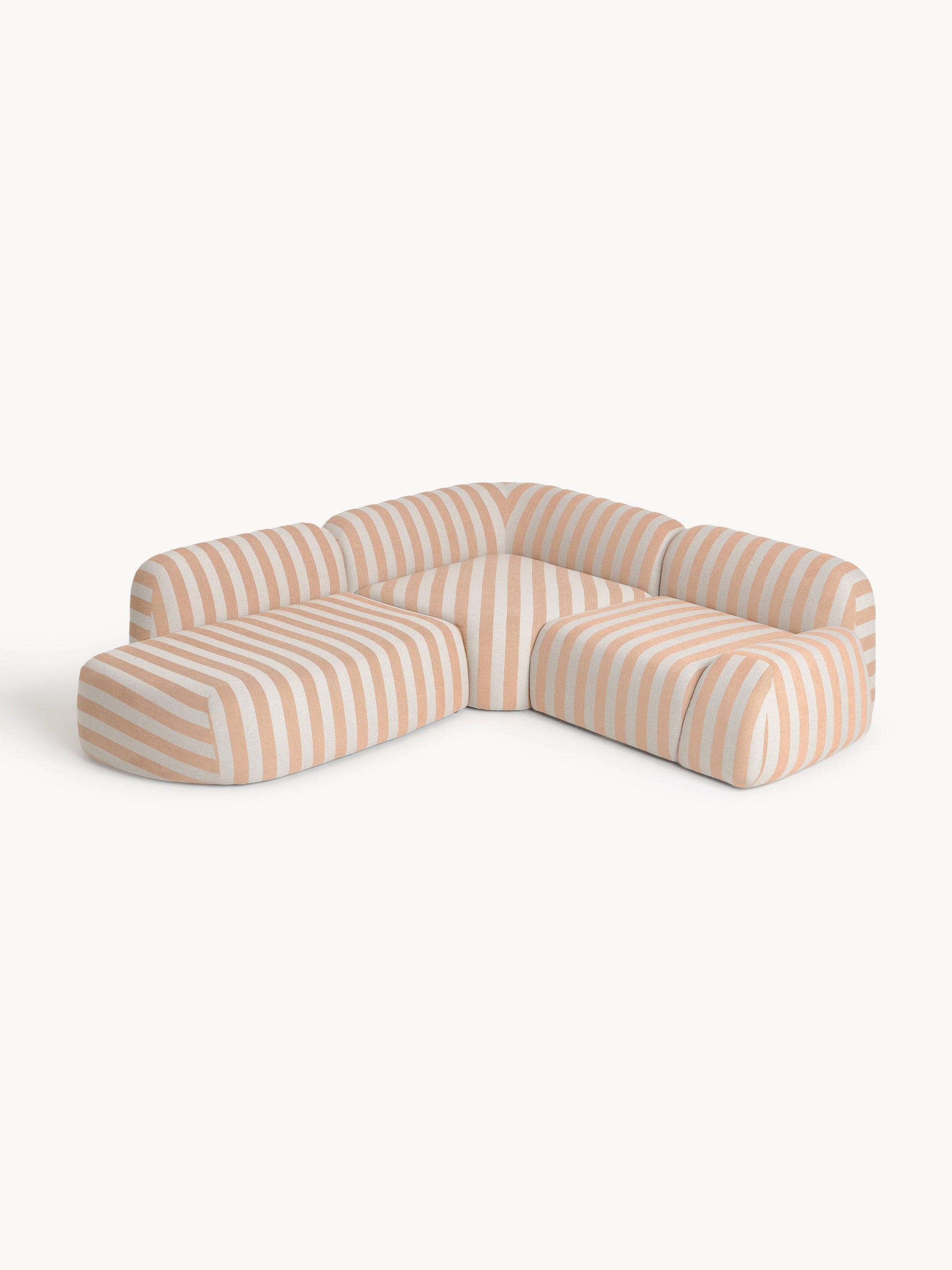 Lux Wolke Modular Striped Corner Couch with Chaise Longue (4-Seater)