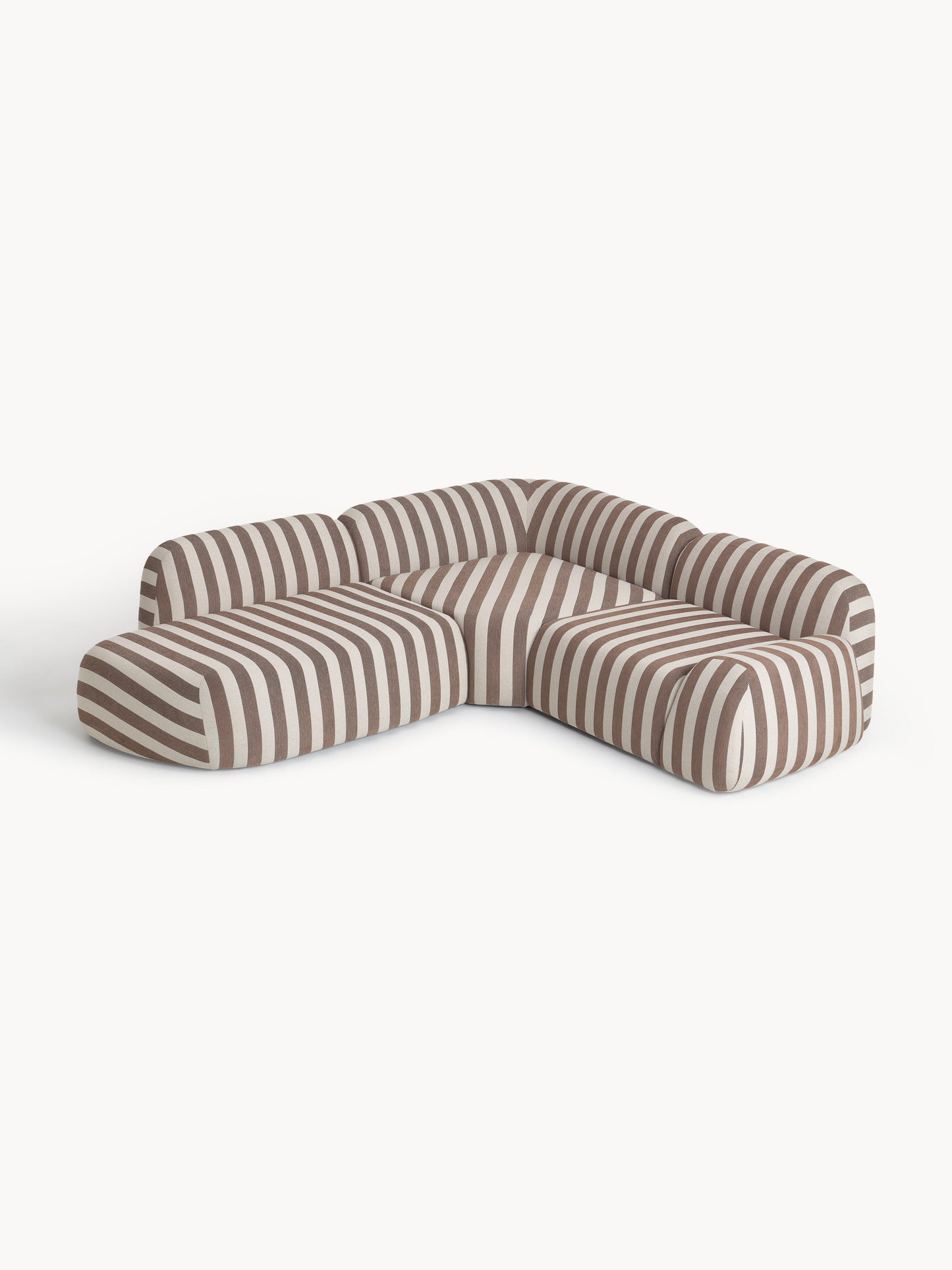 Lux Wolke Modular Striped Corner Couch with Chaise Longue (4-Seater)