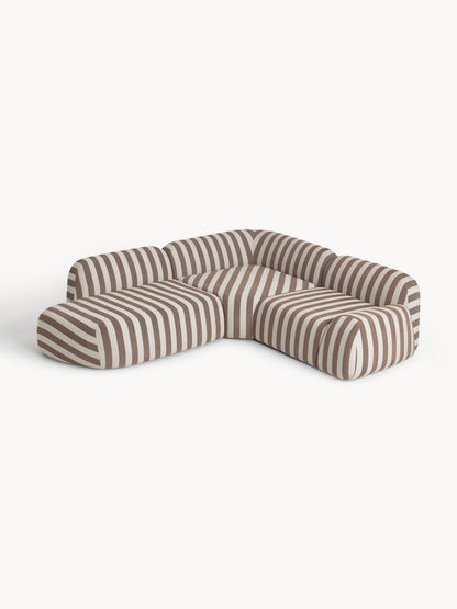 Lux Wolke Modular Striped Corner Couch with Chaise Longue (4-Seater)