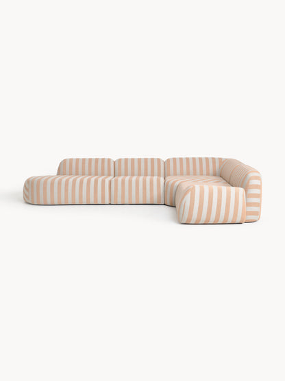 Lux Wolke Modular Striped XL Corner Couch with Chaise Longue