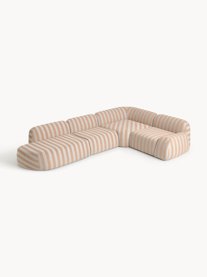 Lux Wolke Modular Striped XL Corner Couch with Chaise Longue
