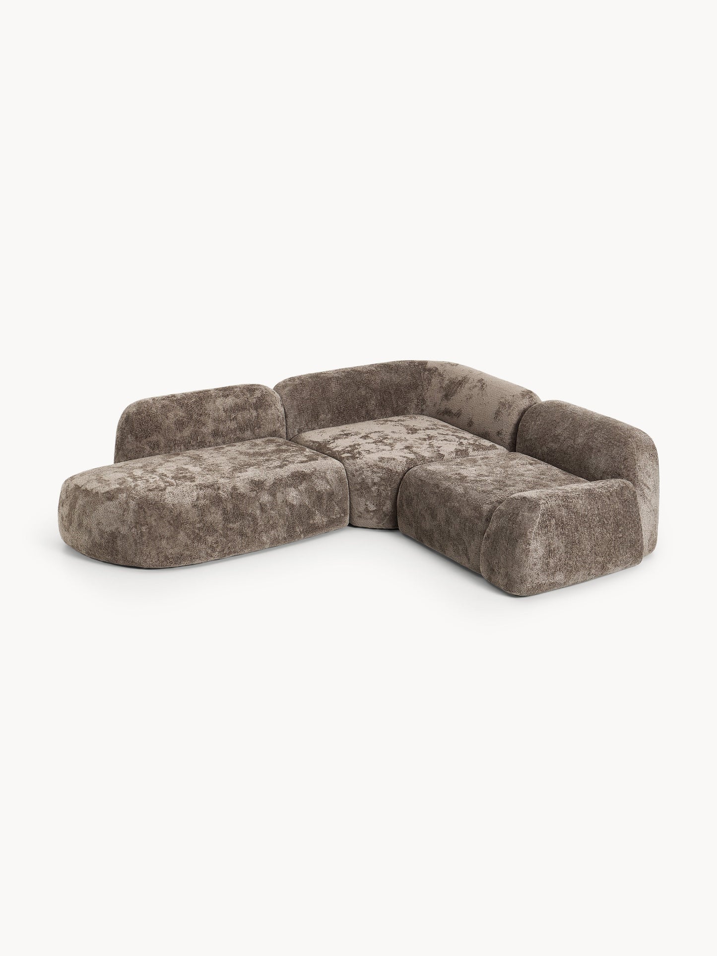 Lux Wolke Modular Teddy Bouclé Corner Couch with Chaise Longue (4-Seater)