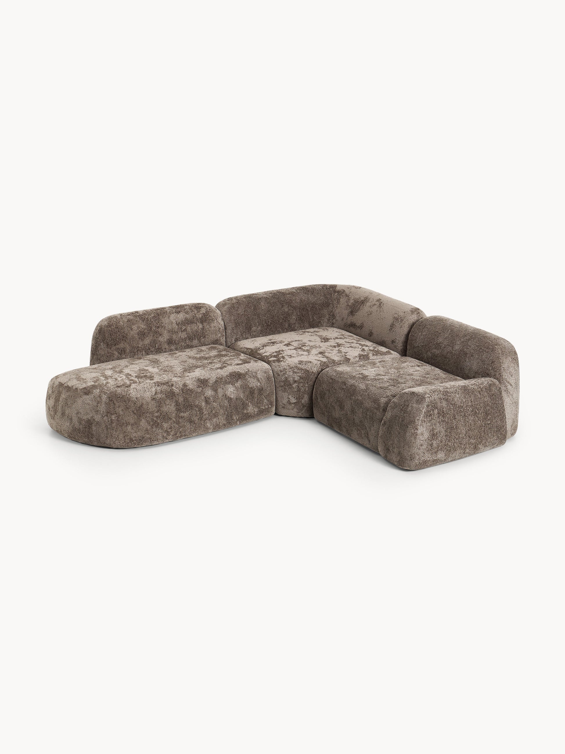 Lux Wolke Modular Teddy Bouclé Corner Couch with Chaise Longue (4-Seater)