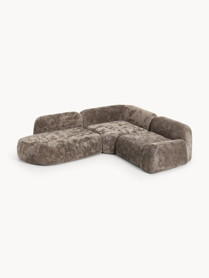 Lux Wolke Modular Teddy Bouclé Corner Couch with Chaise Longue (4-Seater)