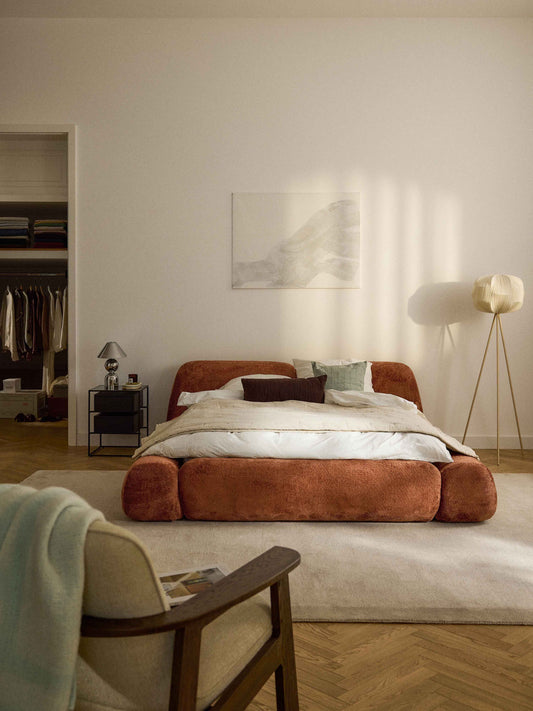 Lux Wolke Teddy Bouclé Bed with Storage, Upholstered