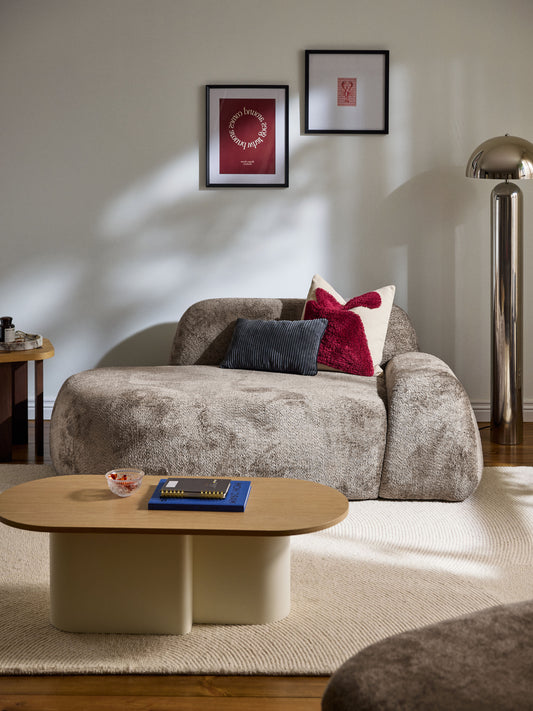 Lux Wolke Teddy Bouclé Couch with Chaise Longue (2-Seater)