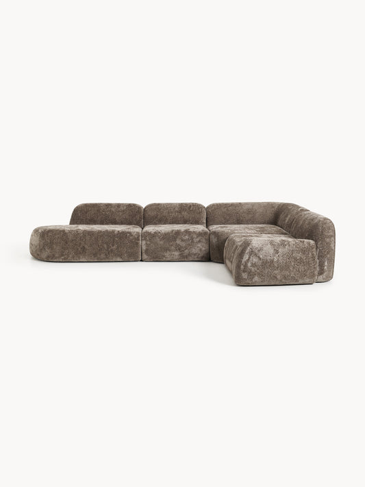 Lux Wolke XL Modular Teddy Bouclé Corner Couch with Chaise Longue