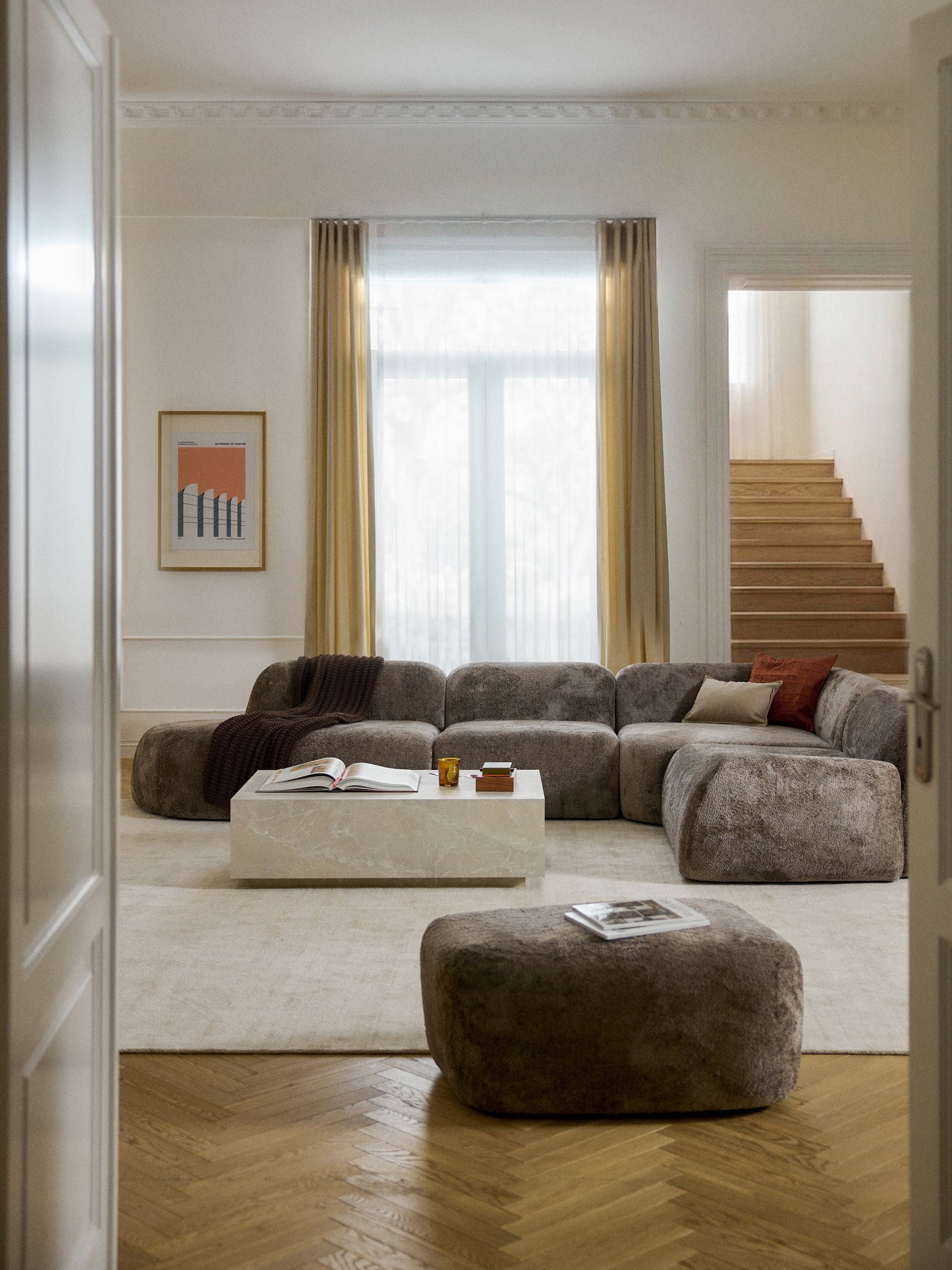 Lux Wolke XL Modular Teddy Bouclé Corner Couch with Chaise Longue