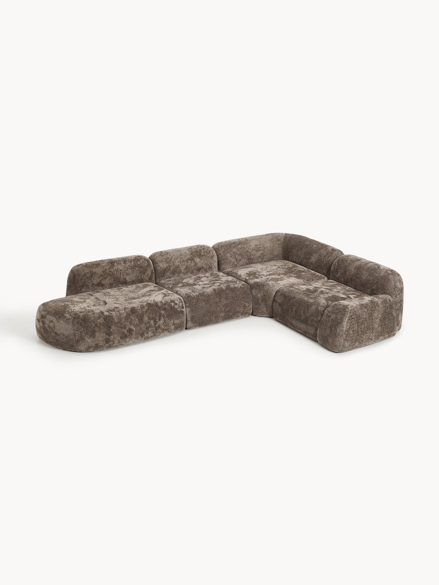 Lux Wolke XL Modular Teddy Bouclé Corner Couch with Chaise Longue