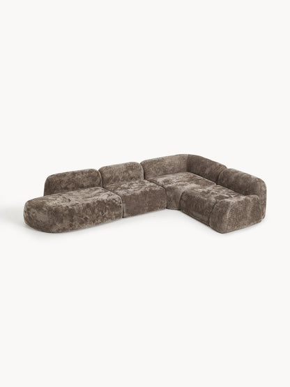 Lux Wolke XL Modular Teddy Bouclé Corner Couch with Chaise Longue